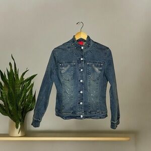 Very Vera Rhinestone Jean Y2K Jacket Petite Medium
